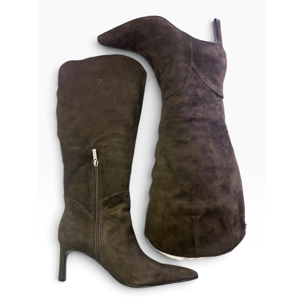 GUESS Palisa Green Suede Knee High Boots Size 8.5 M WC Pointed Toe NWB - Picture 5 of 8